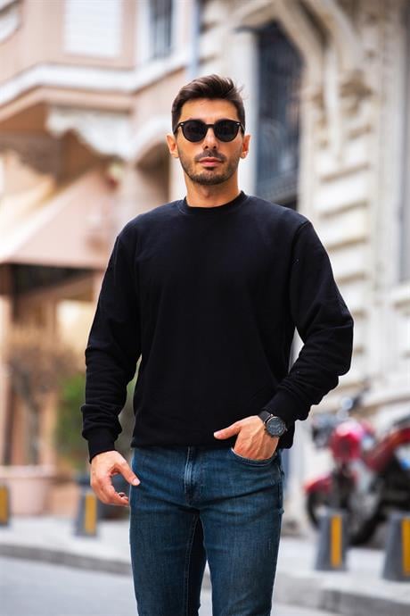 bisiklet yaka basic sweatshirt - Justyol