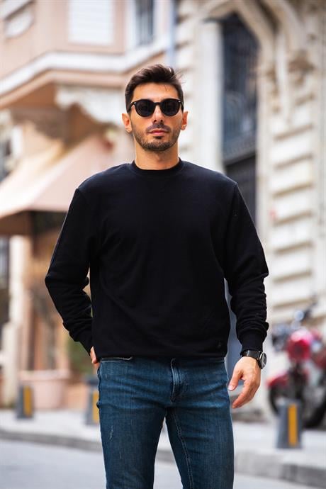 bisiklet yaka basic sweatshirt - Justyol