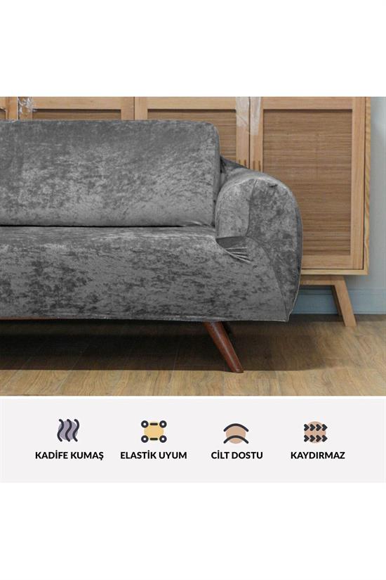 riseler kadife 3 kişilik koltuk örtüsü lastikli kanepe örtüsü lastikli koltuk örtüsü koltuk kilifi - Justyol