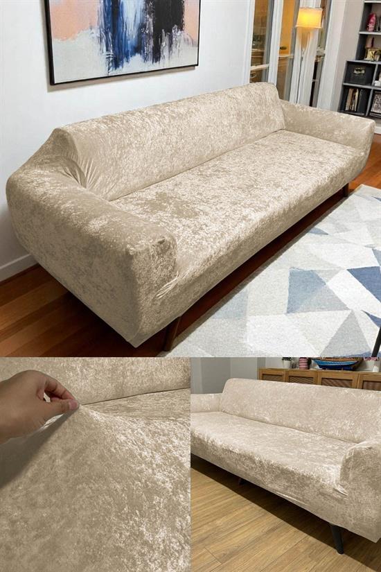 riseler kadife 3 kişilik koltuk örtüsü lastikli kanepe örtüsü lastikli koltuk örtüsü koltuk kilifi - Justyol