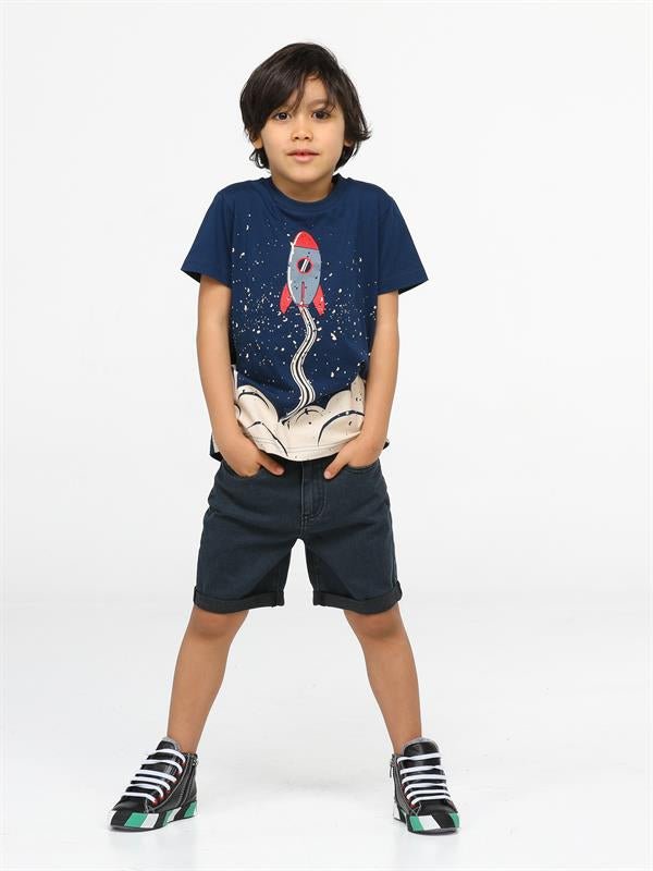 ensemble short en jean + t-shirt Rocket