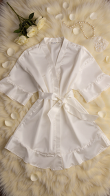 Robe 405 -Graceful Satin Ruffle Kimono Robe Erotica