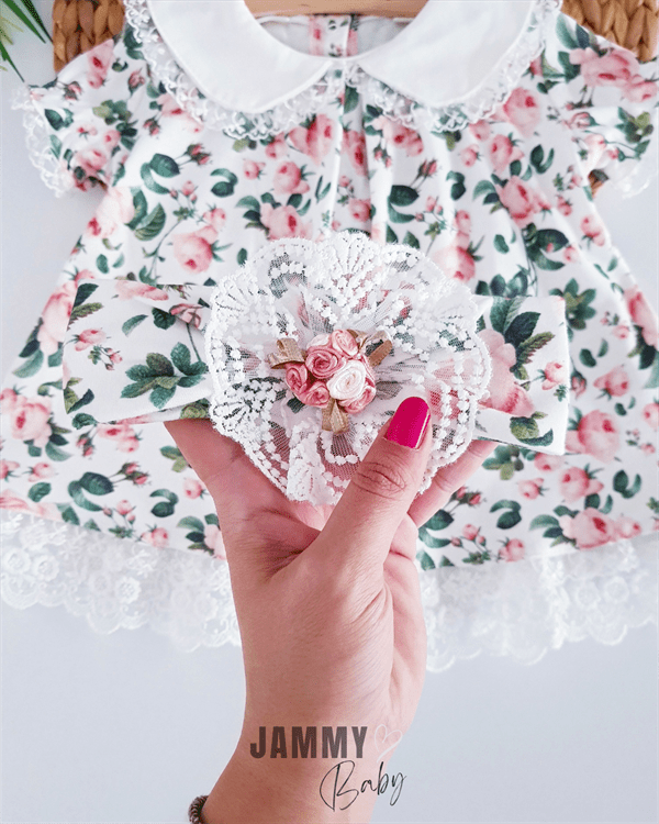 rose baskili bandanali külotlu elbise set - renkli - Justyol