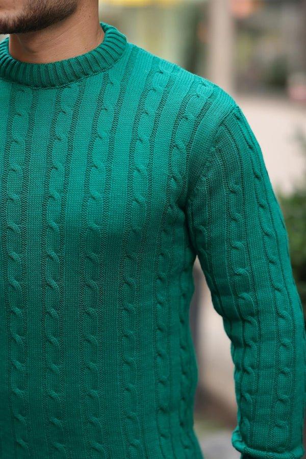 Pull Homme en Tricot avec Motif en Tresse et Col Rond - Justyol