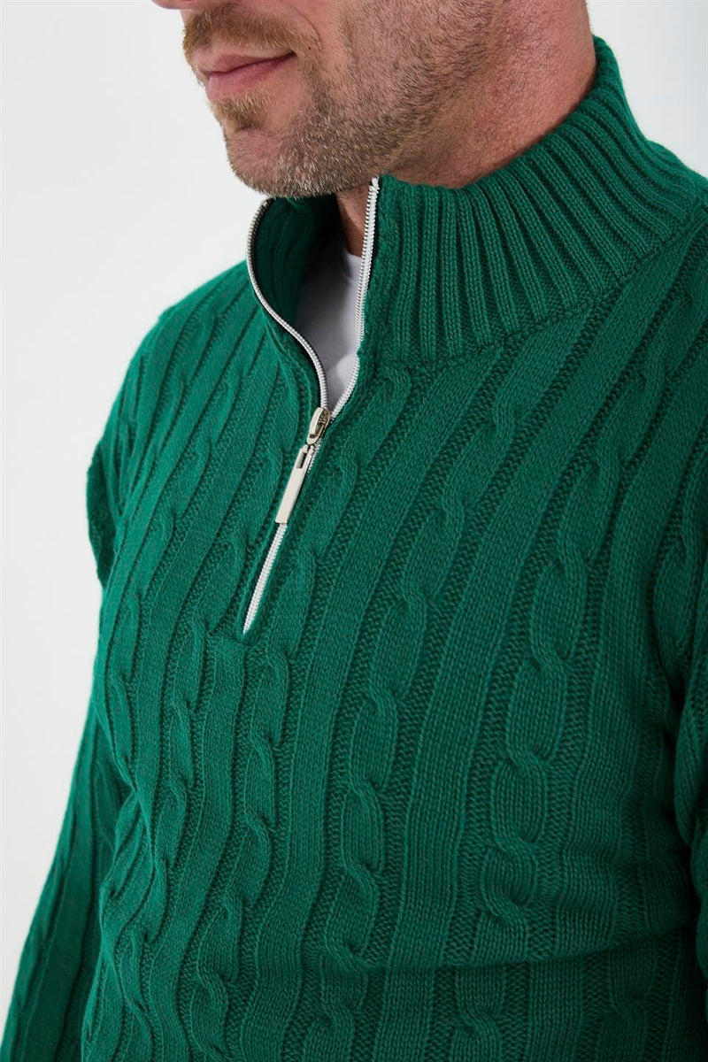 Pull Homme Bardem Maille Torsadée Demi-Zip