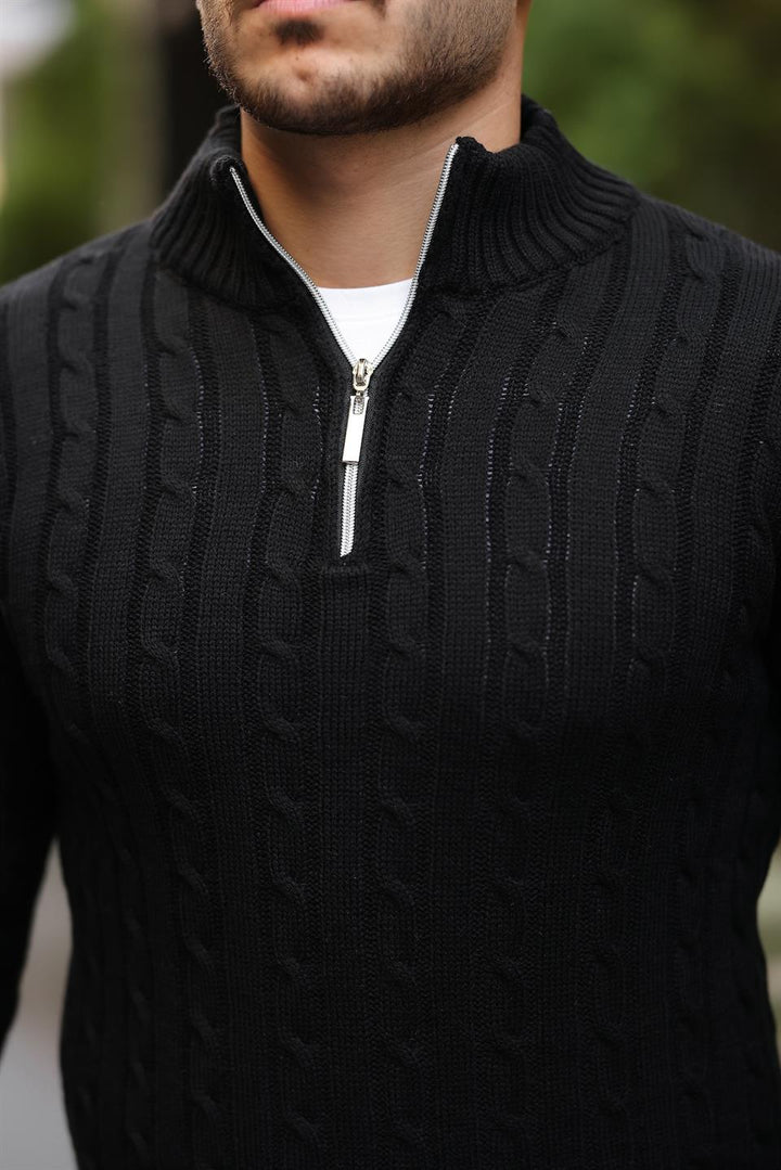 Pull Homme Bardem Maille Torsadée Demi-Zip