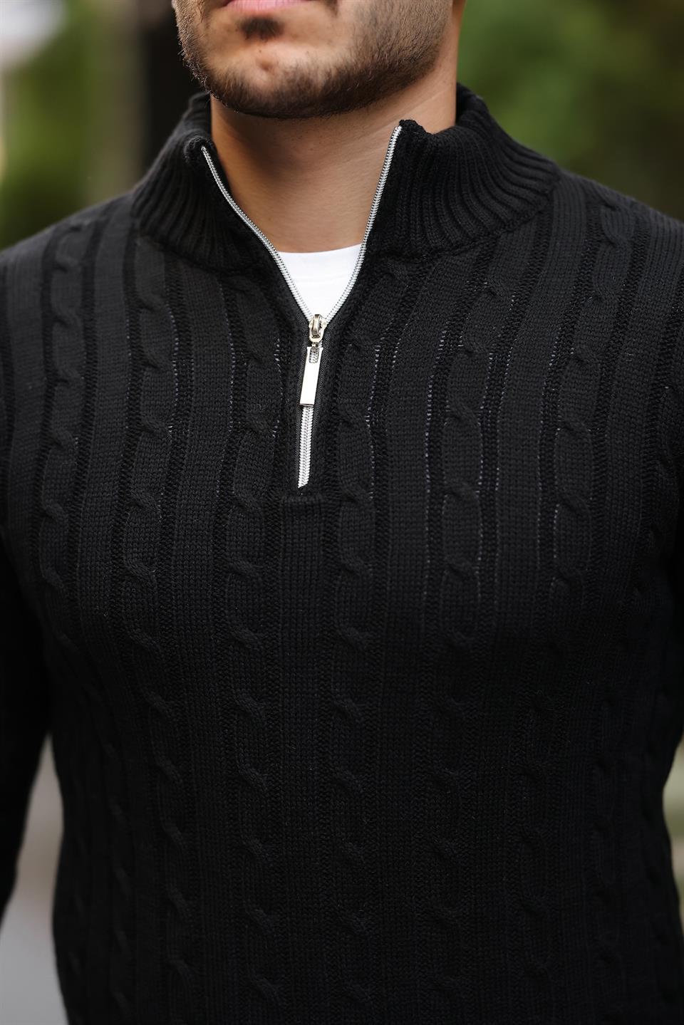 Pull Homme Bardem Maille Torsadée Demi-Zip
