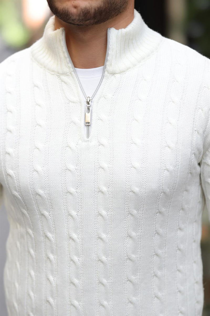 Pull Homme Bardem Maille Torsadée Demi-Zip
