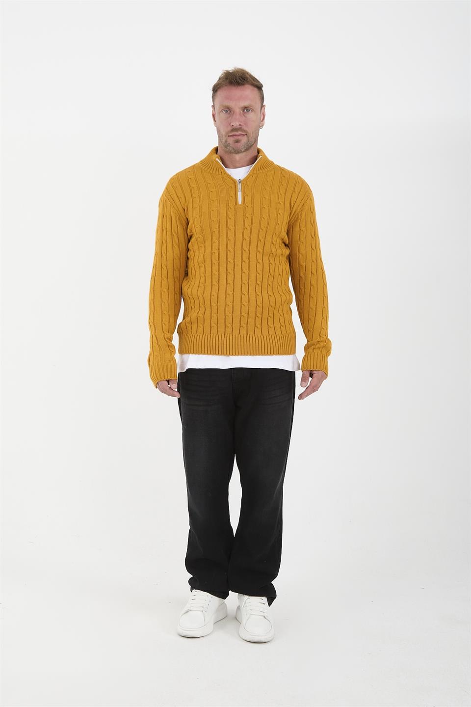 Pull Homme Bardem Maille Torsadée Demi-Zip