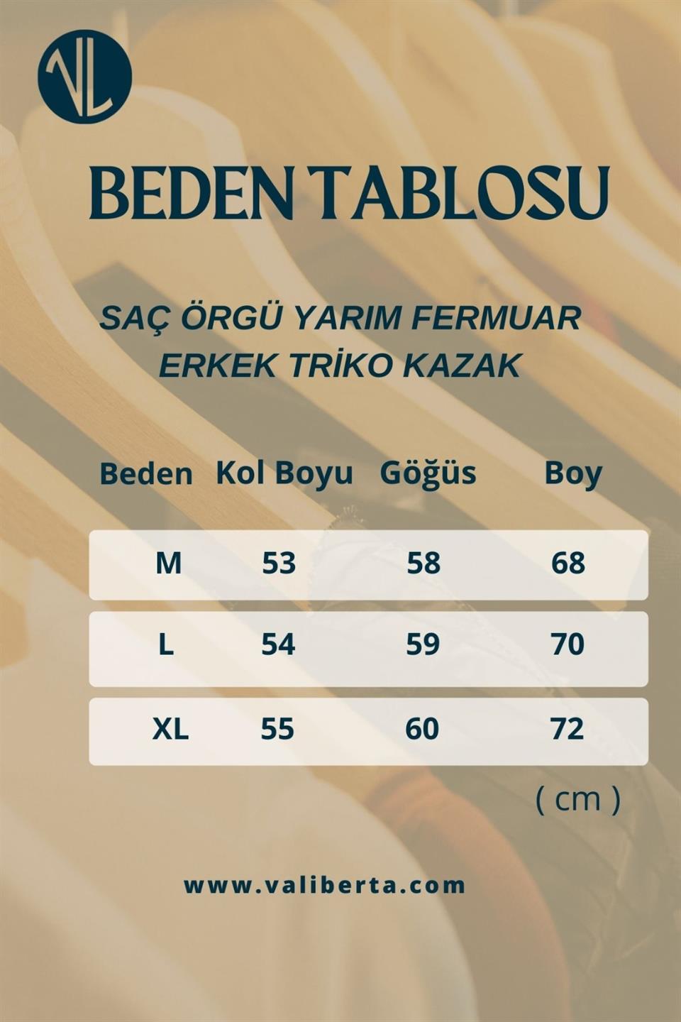 saç örgülü yarim fermuar erkek triko kazak - Justyol