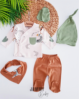 safari 5 piece newborn set-brown