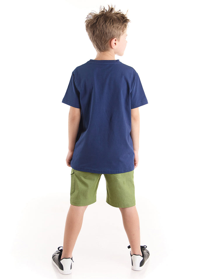 Ensemble garçon 2 pièces t-shirt imprimé safari et short gabardine – Confort et style aventure