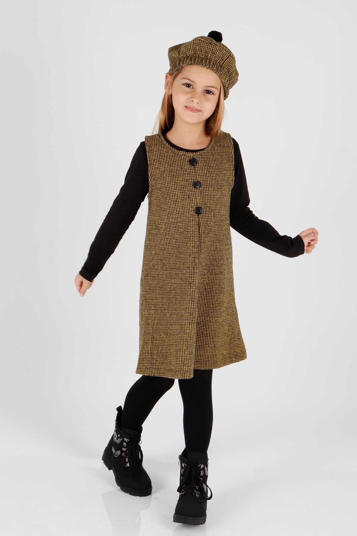 <tc>Robe avec body et chapeau pour fille avec détails à boutons</tc>