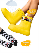 <tc>Ensemble botte de pluie + chaussettes giraffe</tc>