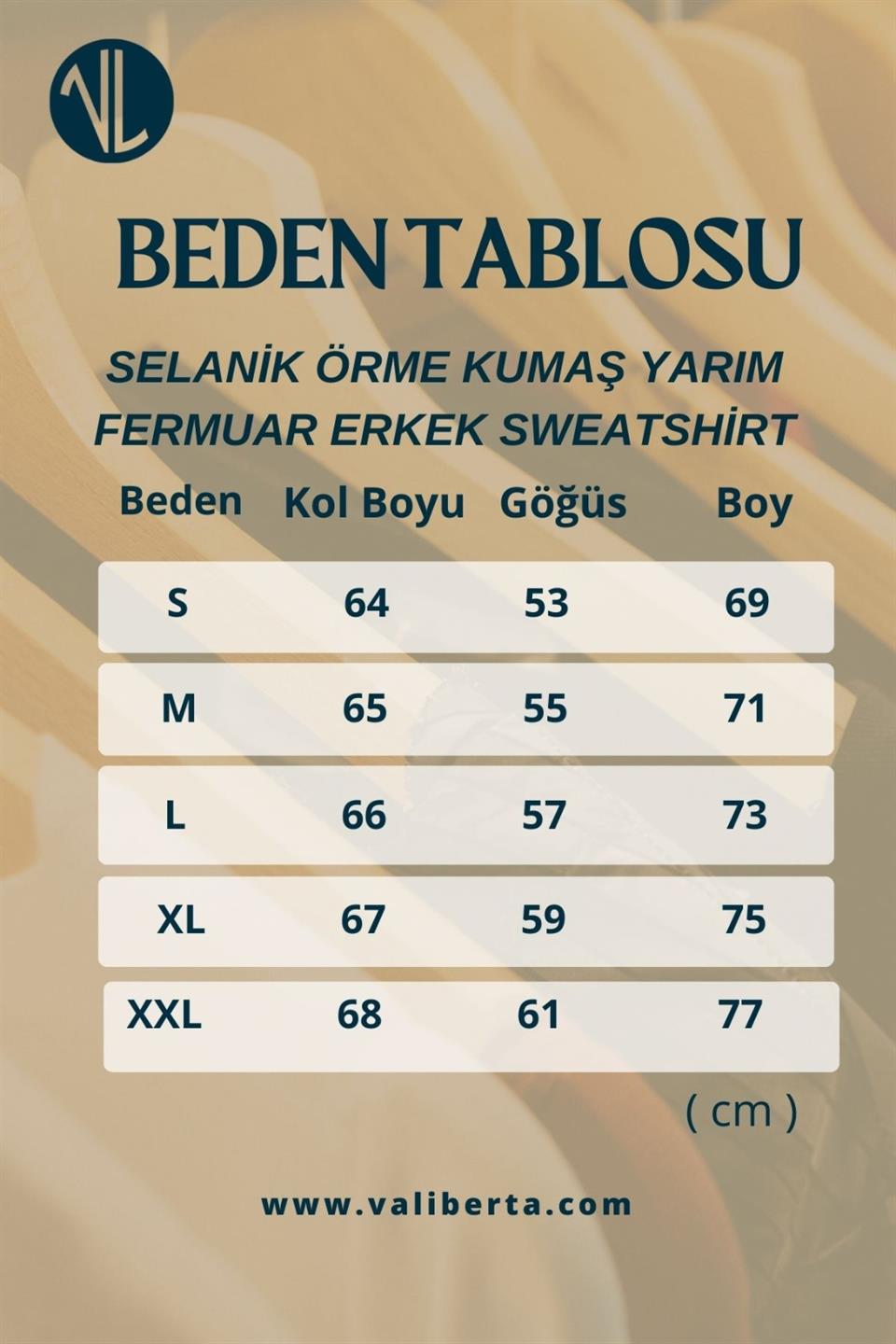 selanik örme kumaş yarim fermuar erkek sweatshirt - Justyol