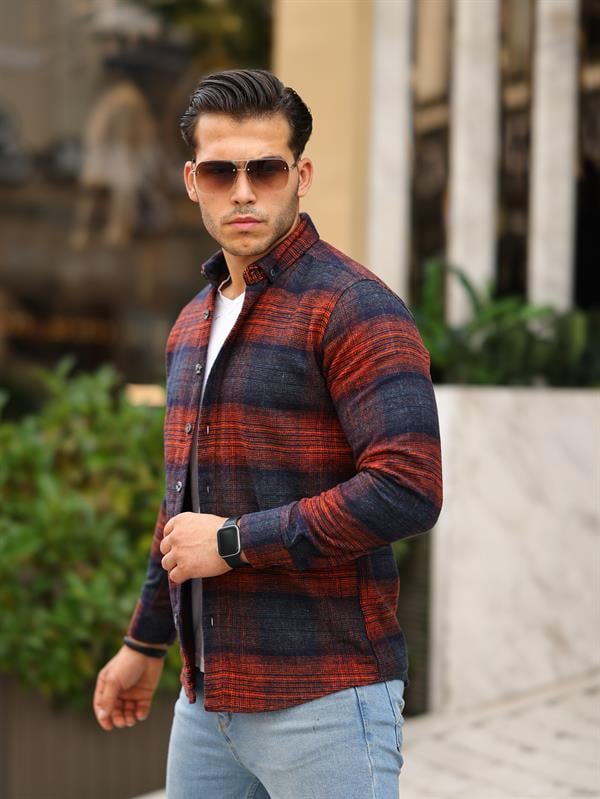 Şeritli Oduncu Fit Gömlek - Justyol