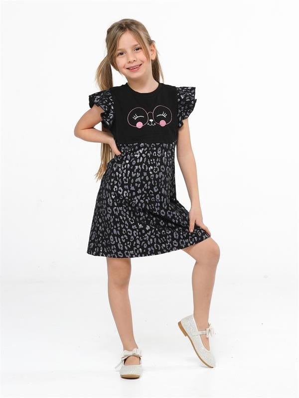 <tc>"Robe pour fille avec motif de chat brillant"</tc>