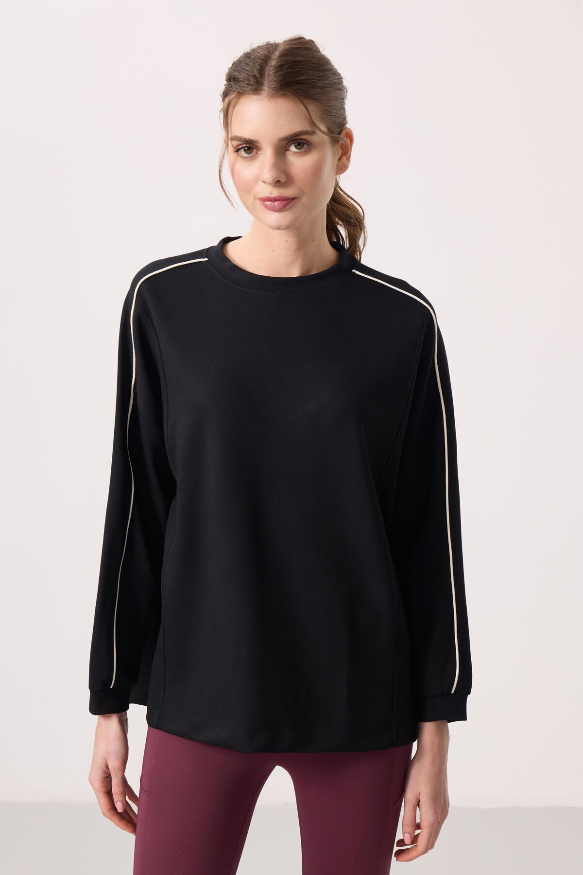 <tc>Sweatshirt tunique femme oversize à col rond en tissu texturé doux - 97303</tc>