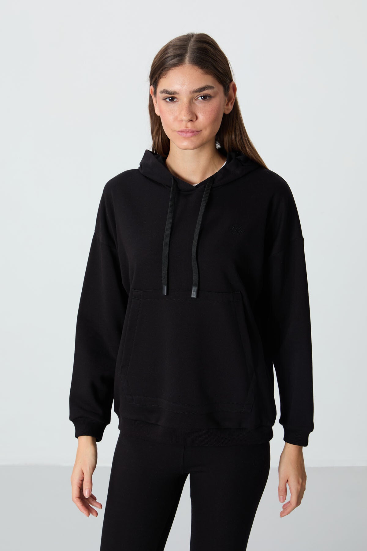 <tc>Sweatshirt pour femme en coton compact épais avec texture lisse, à capuche, coupe oversize - 97291</tc>