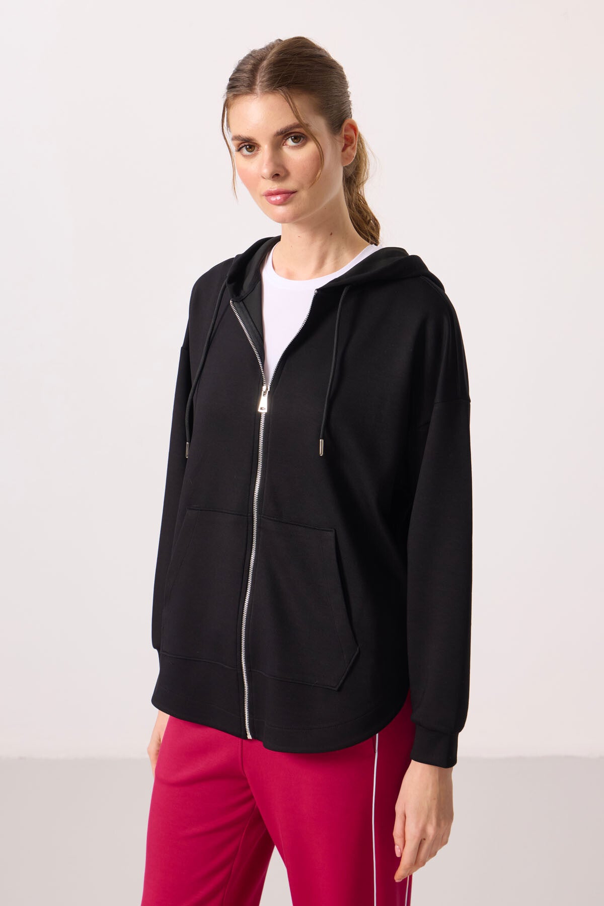 <tc>Sweatshirt tunique femme oversize à capuche en texture douce - 97302</tc>