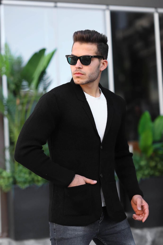 Füme Erkek Cep Detaylı Triko Ceket - 21099 - Justyol