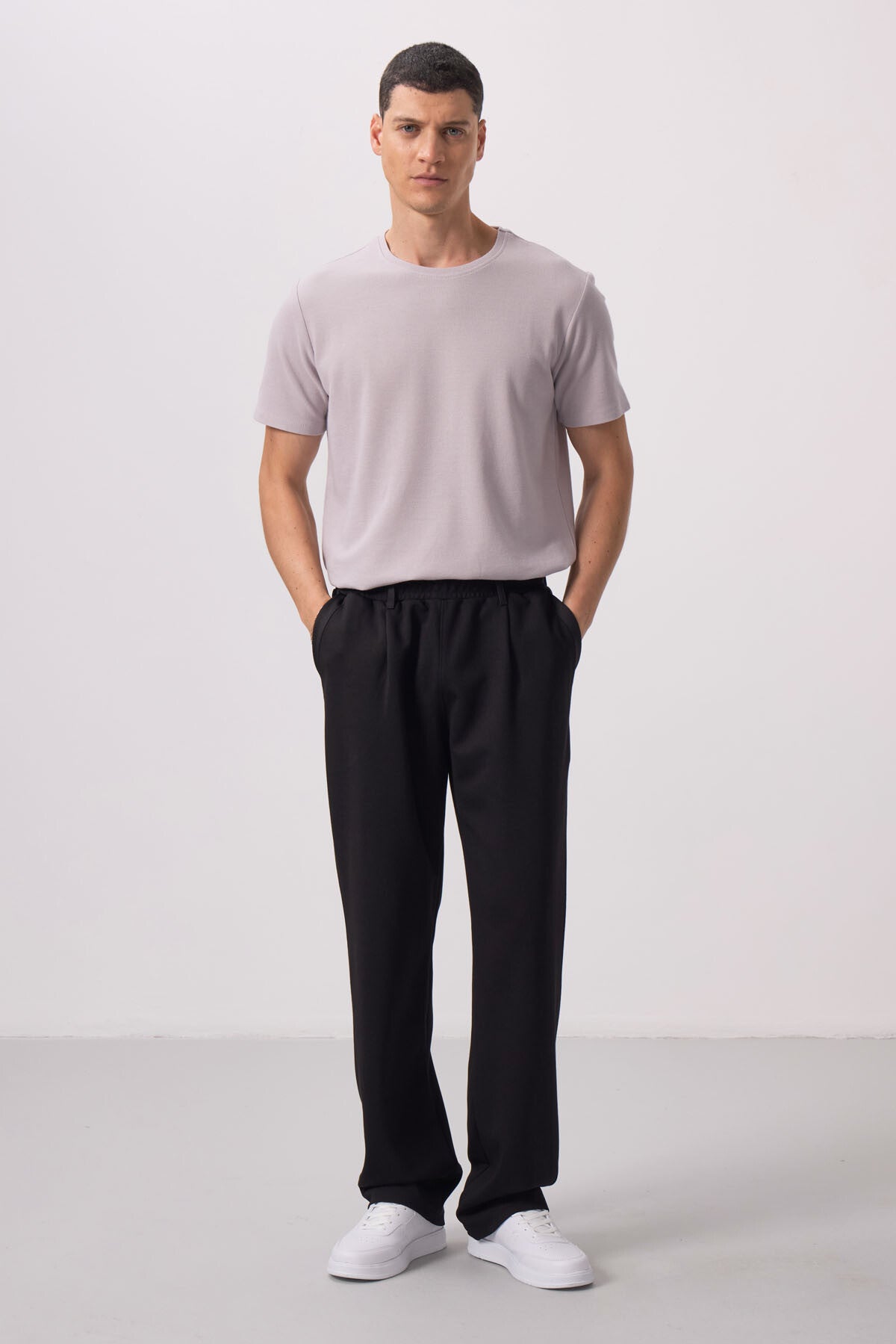 <tc>Pantalon palazzo homme à texture en surface, coupe confortable - 82163</tc>