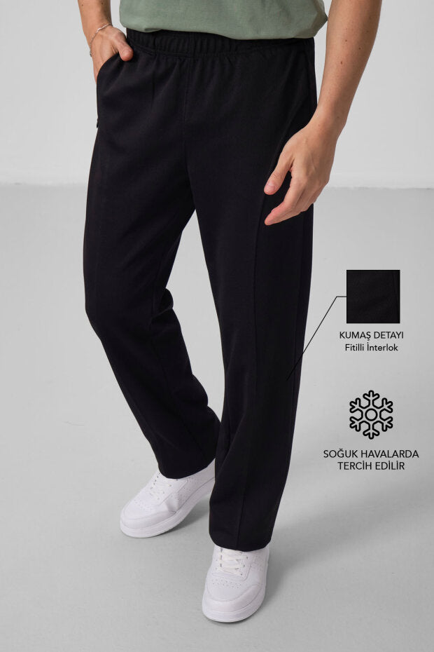 Pantalon palazzo homme texturé – coupe confortable en tissu interlock côtelé - 82171