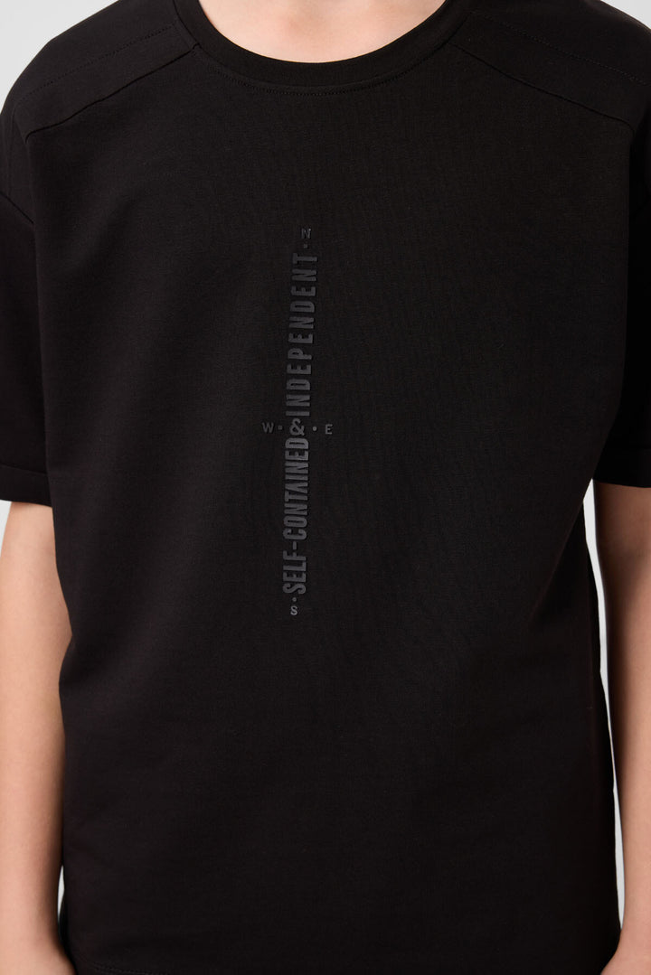 T-shirt Garçon Oversize en Coton Doux avec Impression - 11301