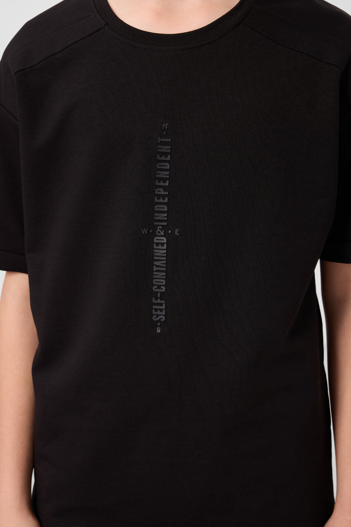 T-shirt Garçon Oversize en Coton Doux avec Impression - 11301