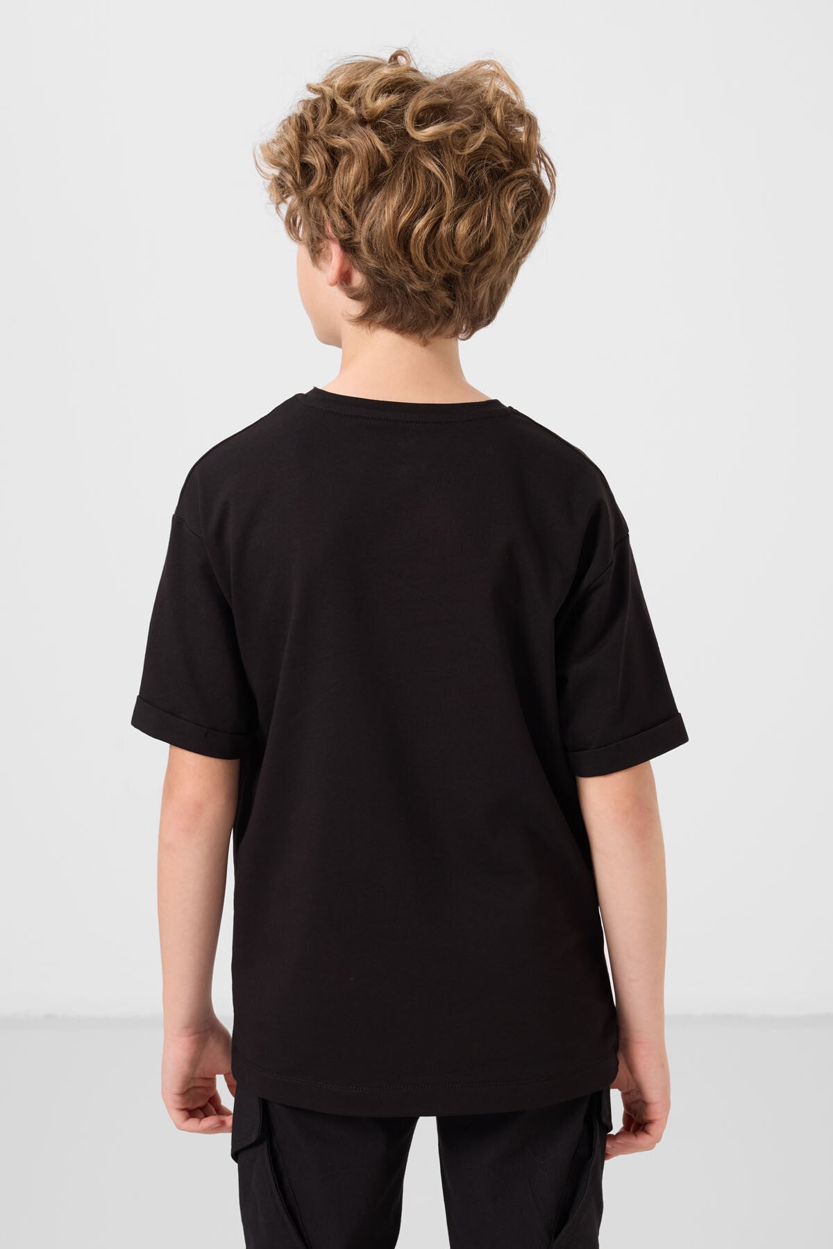 T-shirt Garçon Oversize en Coton Doux avec Impression - 11301