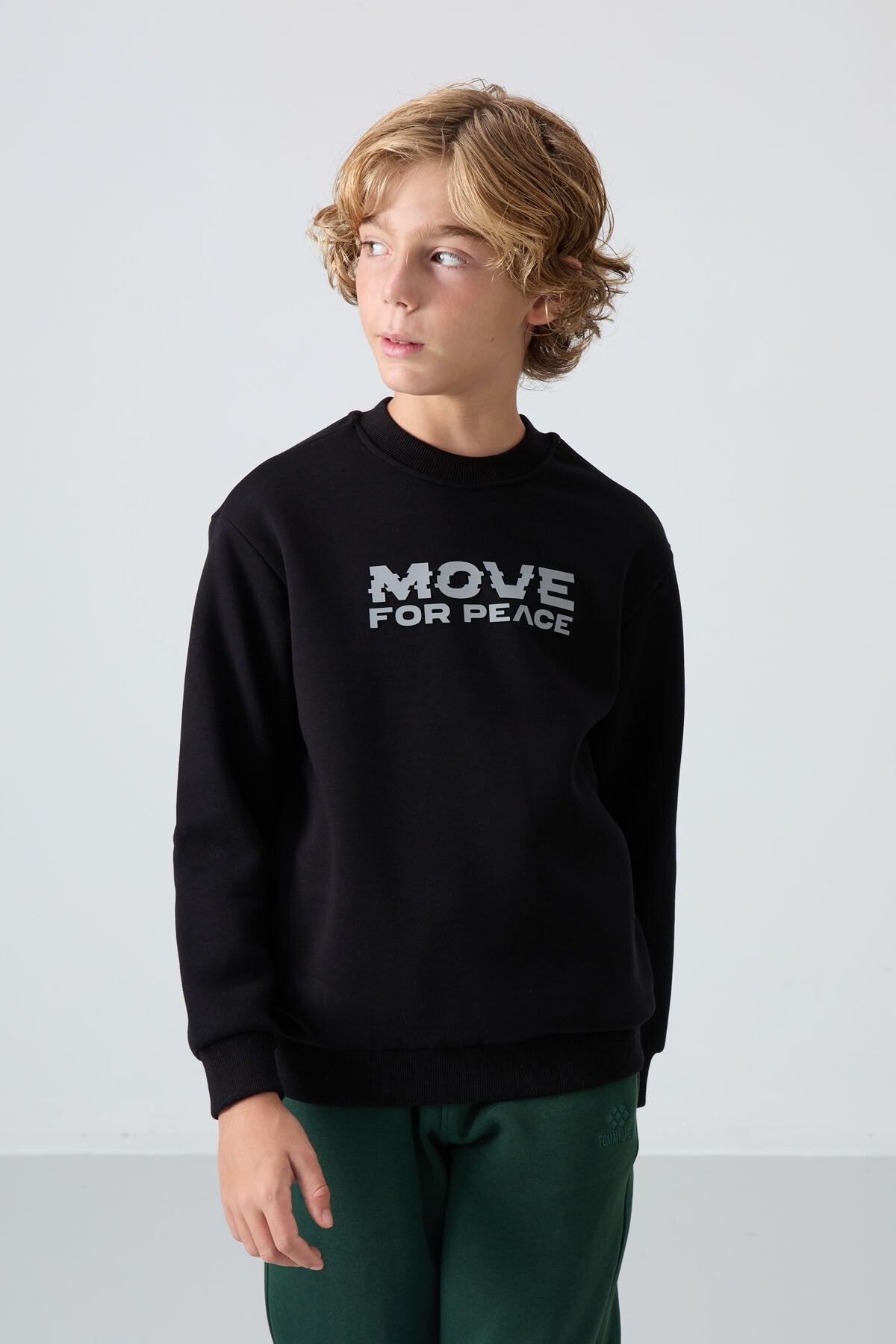 <tc>Sweatshirt Garçon en Coton Épais à Intérieur Doux Texturé, Imprimé et Coupe Standard - 11216</tc>