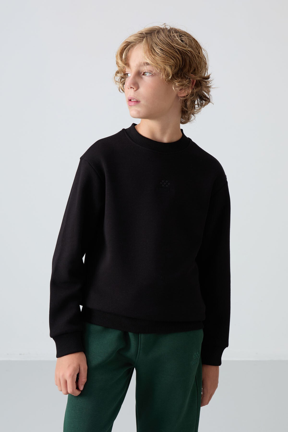 <tc>Sweatshirt Garçon en Coton Épais à Intérieur Doux Texturé, Brodé et Coupe Standard - 11232</tc>