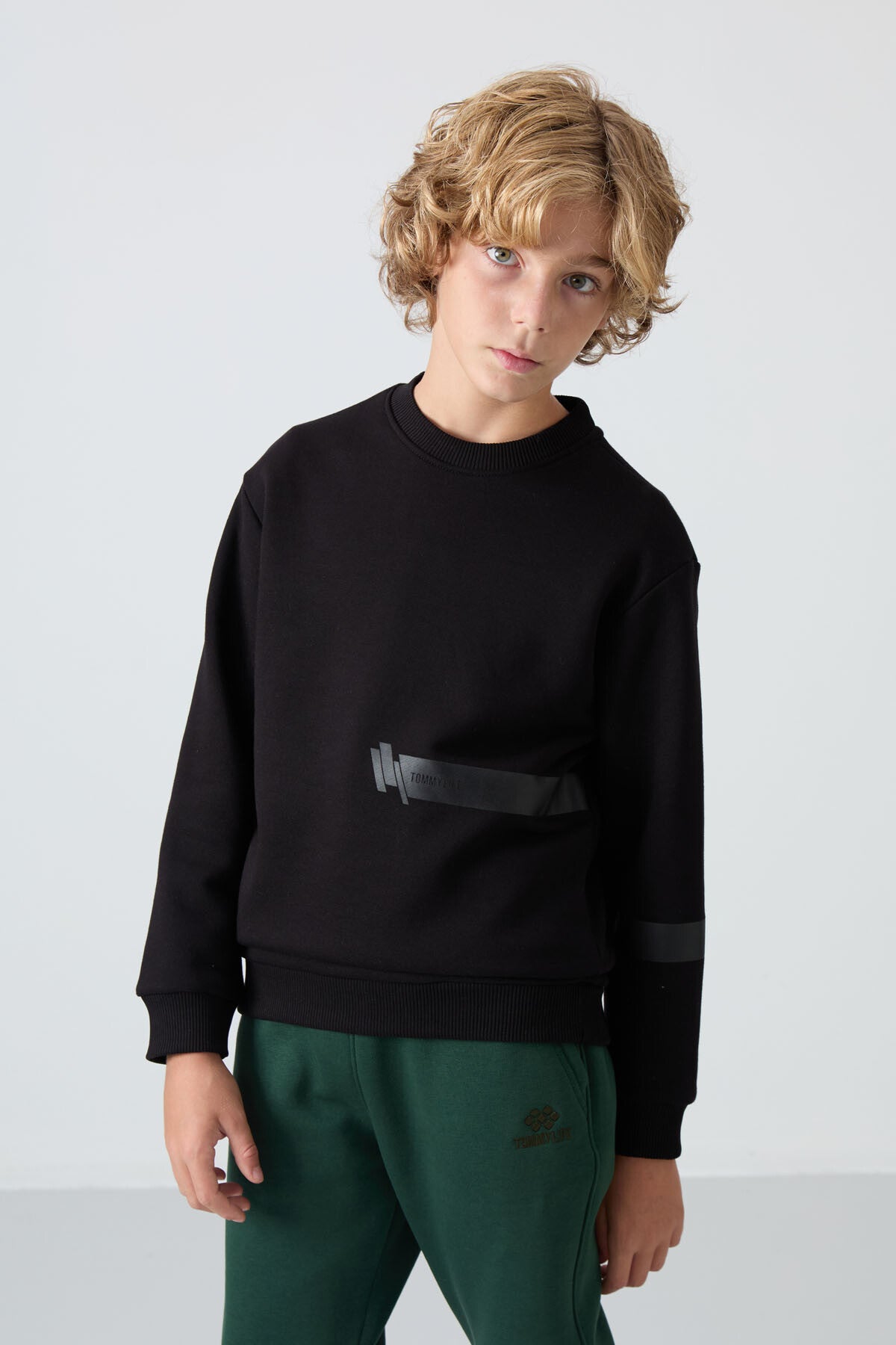 <tc>Sweatshirt Garçon en Coton Épais à Intérieur Doux Texturé, Imprimé et Coupe Standard - 11238</tc>