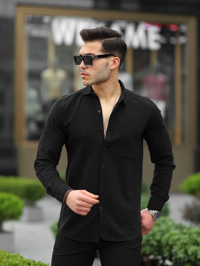 Tek Cepli Şile Bezi Gömlek - Mavi - Justyol