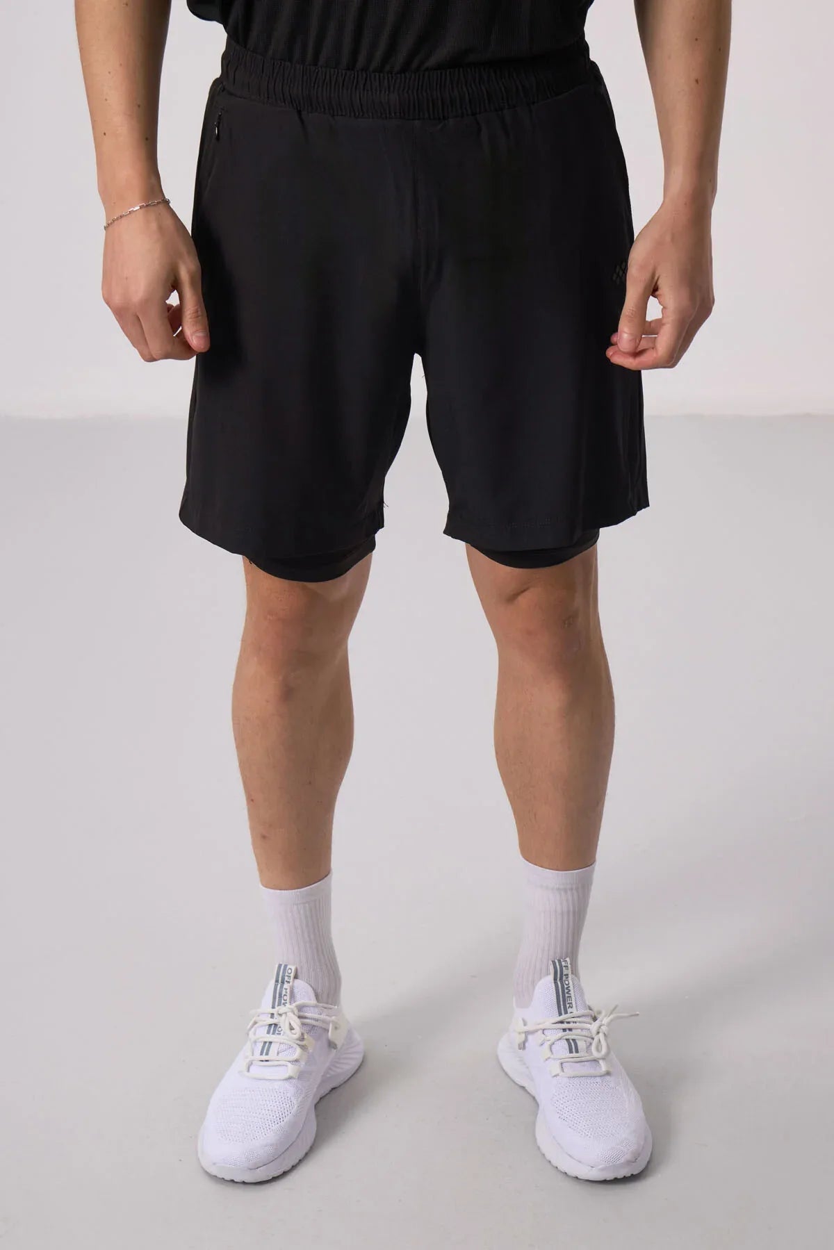 Short pour homme en polyester doux avec taille élastique et insert en leggings - 81287 - Justyol