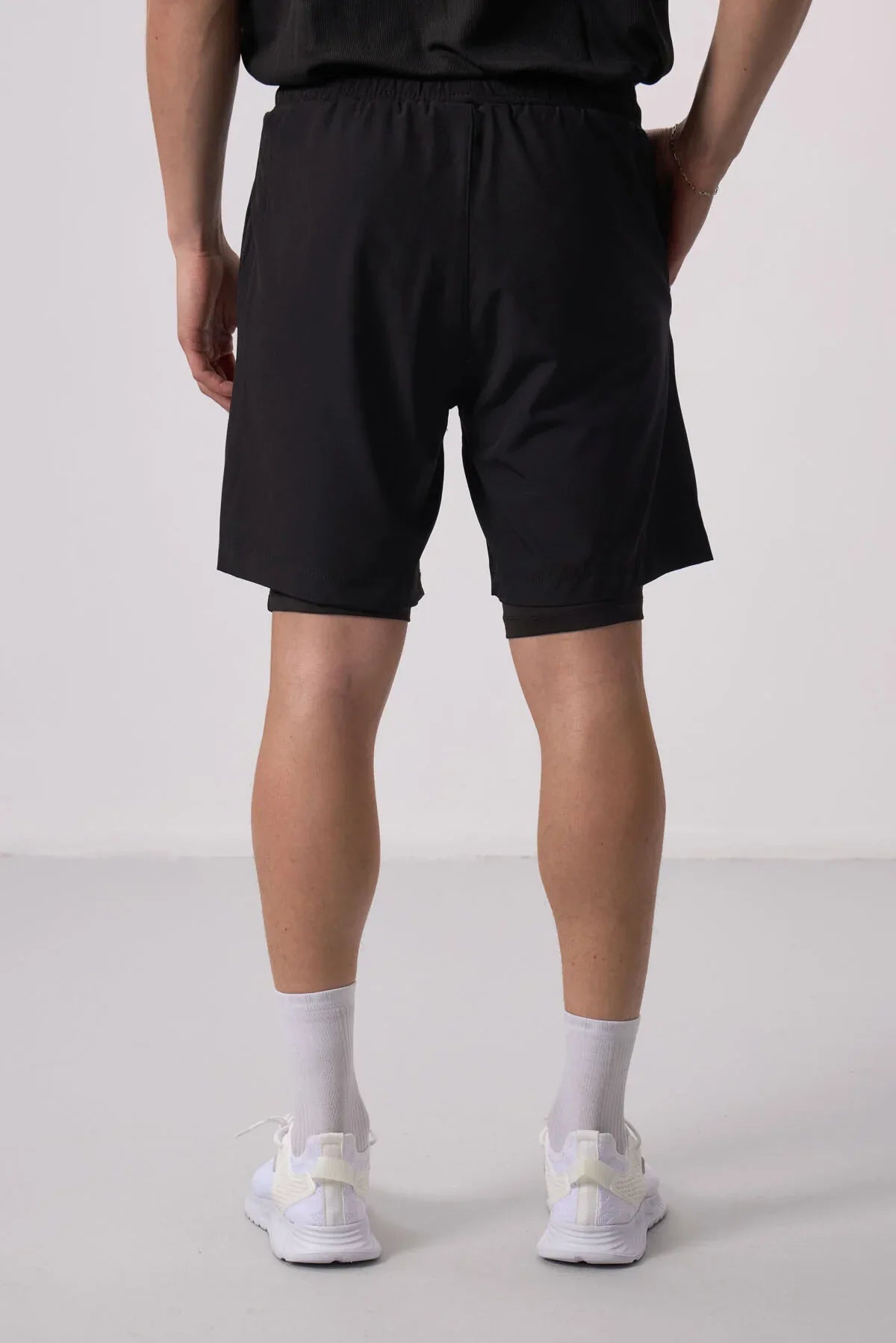 Short pour homme en polyester doux avec taille élastique et insert en leggings - 81287 - Justyol