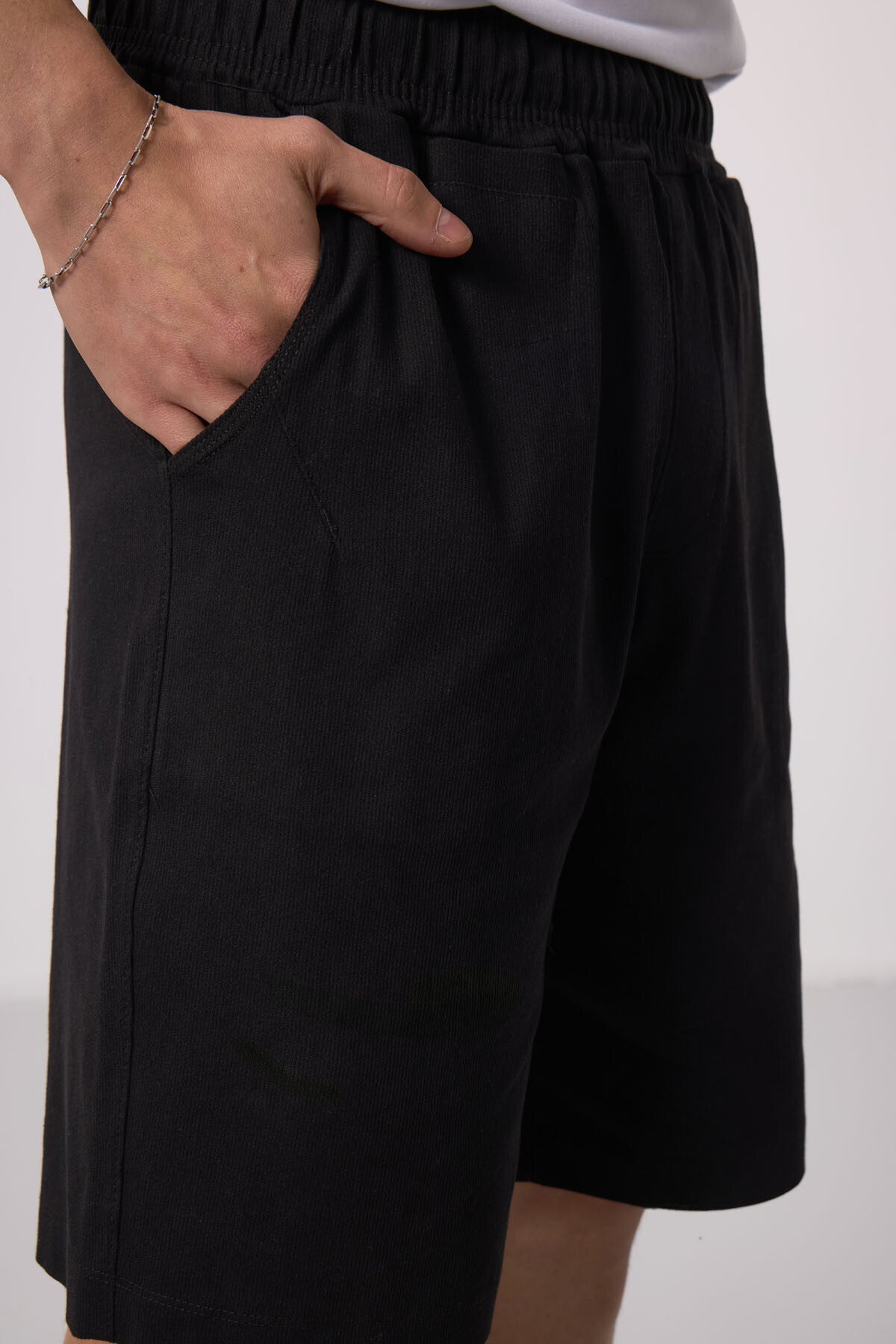 gri standart fit dokuma hafif esnek chino şort - 81290 - Justyol