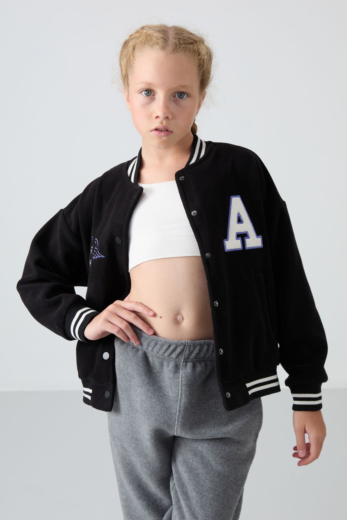 <tc>Veste Collégienne Fille en Polaire Épaisse à Texture Douce, Brodée et Coupe Standard - 75156</tc>