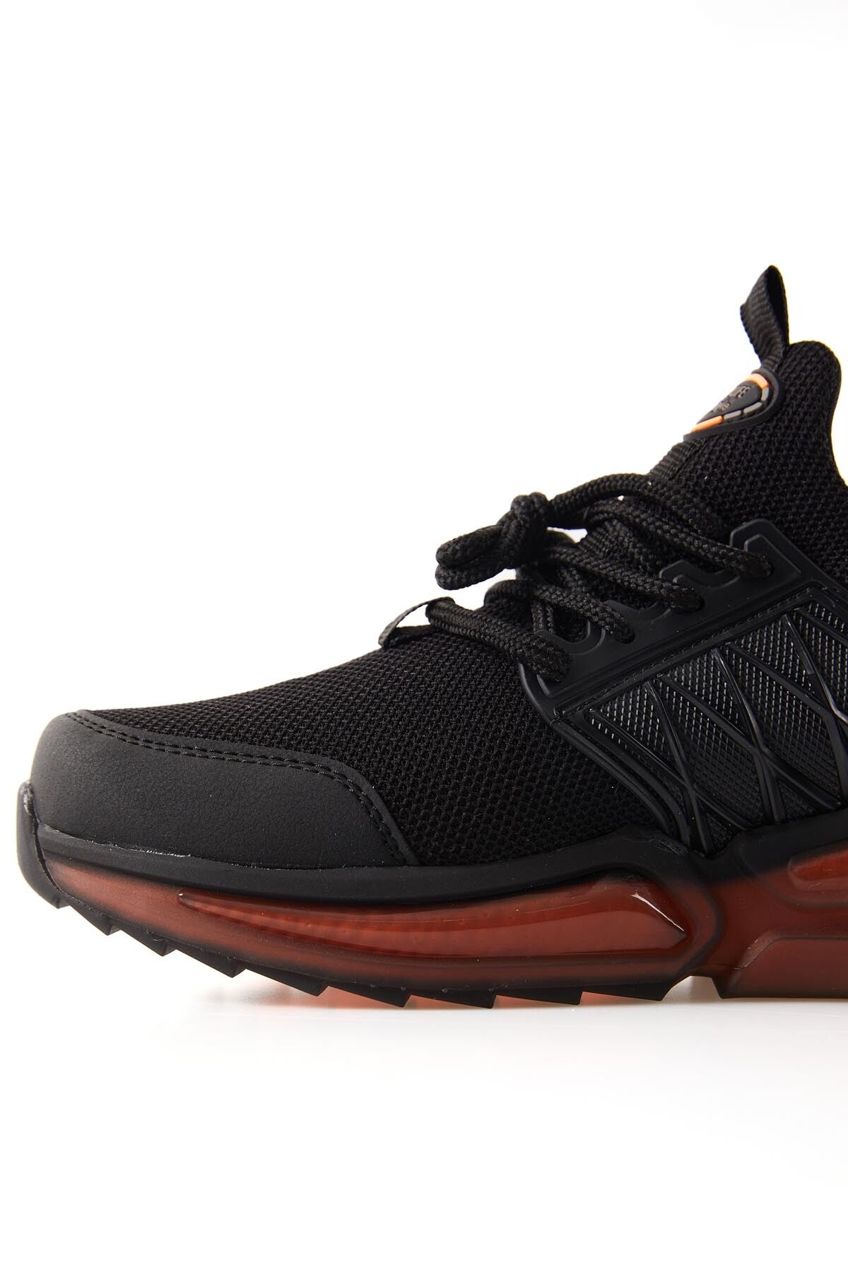 siyah - kirmizi fileli yüksek taban bağcikli erkek spor ayakkabi - 89108 - Justyol
