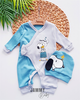 snoopy şapkali tulum set-yeşil