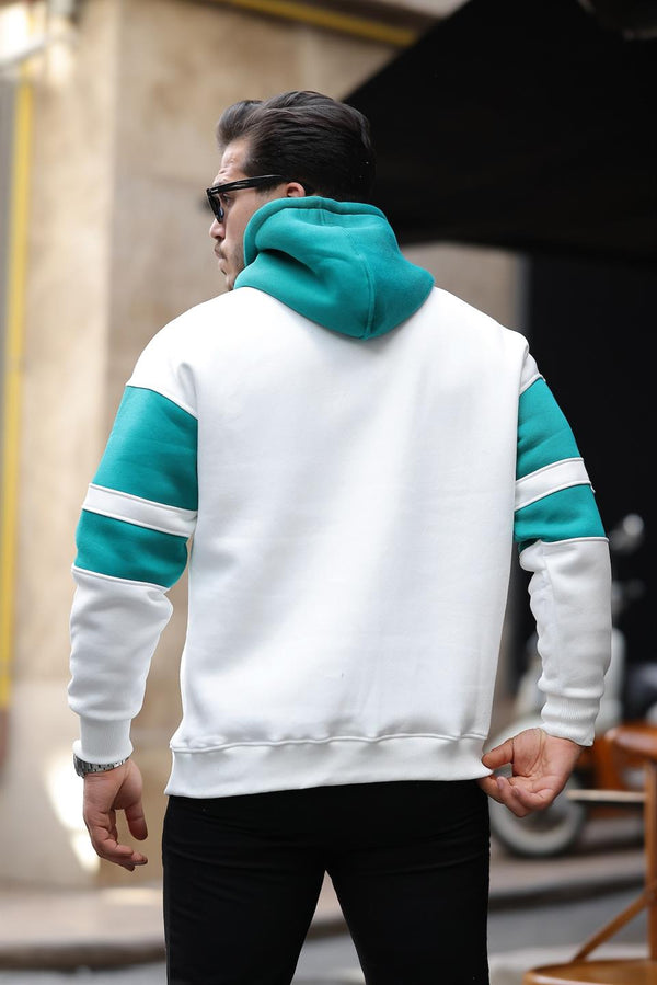 <tc>Sweat-shirt à capuche en molleton avec détails de bandes sportive

</tc>