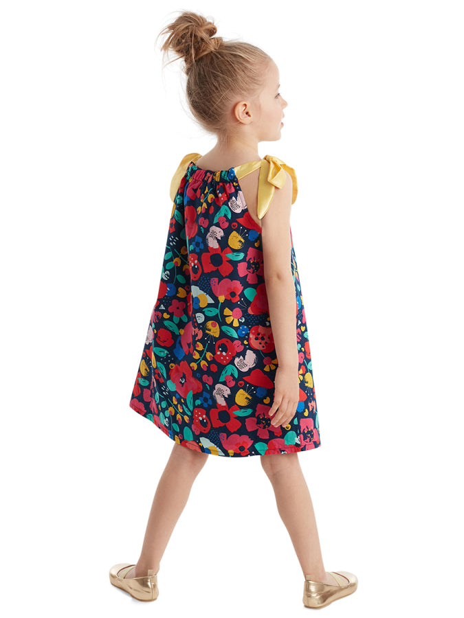 Robe Fille Fleurie avec Rubans Satinés – Style Élégant et Coloré