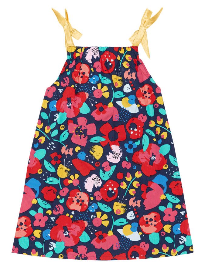 Robe Fille Fleurie avec Rubans Satinés – Style Élégant et Coloré