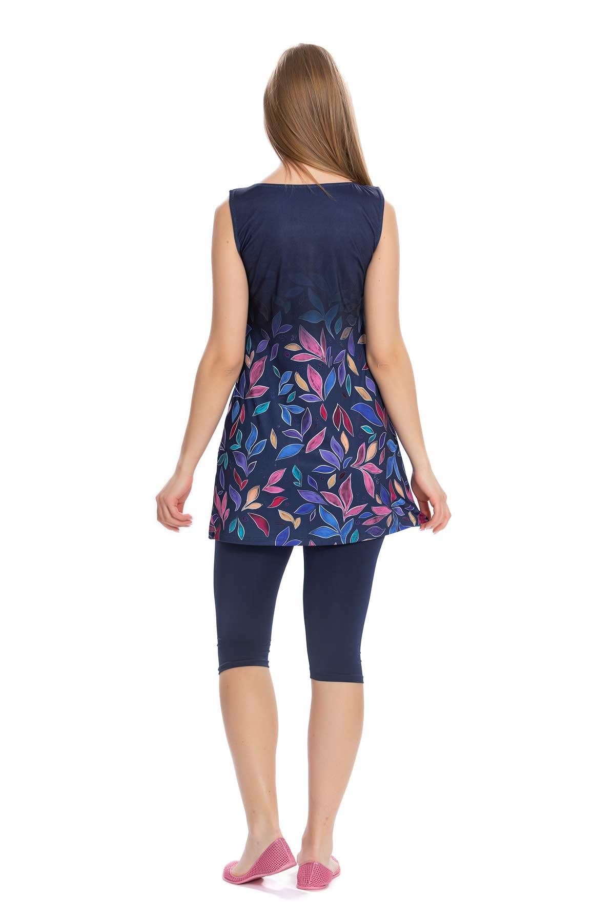 starinci kolsuz tesettür alt detay renkli yaprak desenli - Justyol