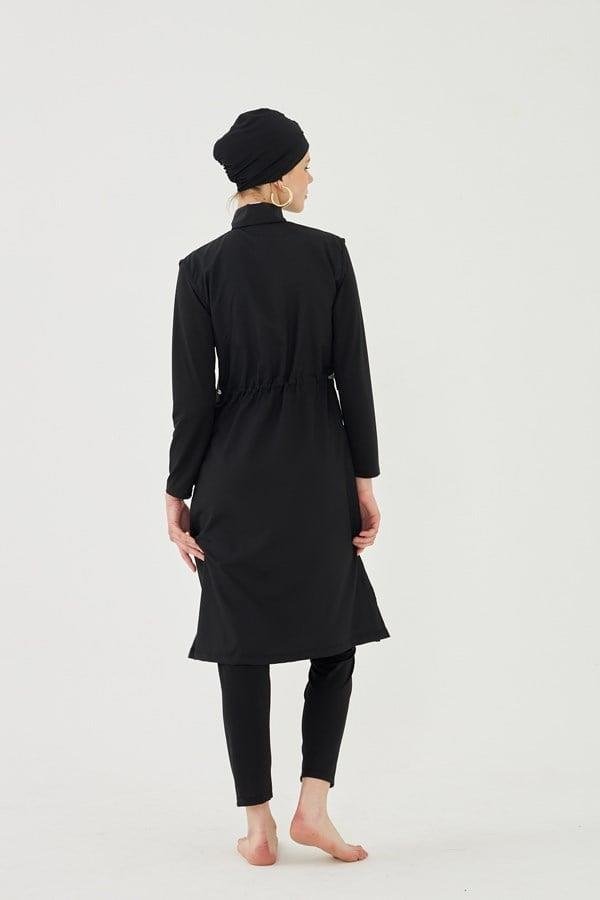 Maillot de bain couvrant hijab avec col juge, couleur noire