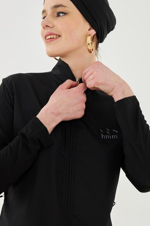 Maillot de bain couvrant hijab avec col juge, couleur noire