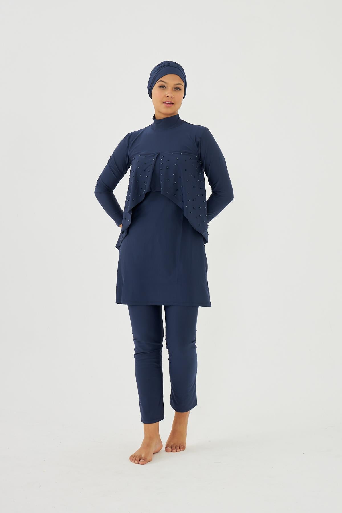 starinci tam kapali uzun kol likra tam kapali mayoinci işlemeli - Justyol