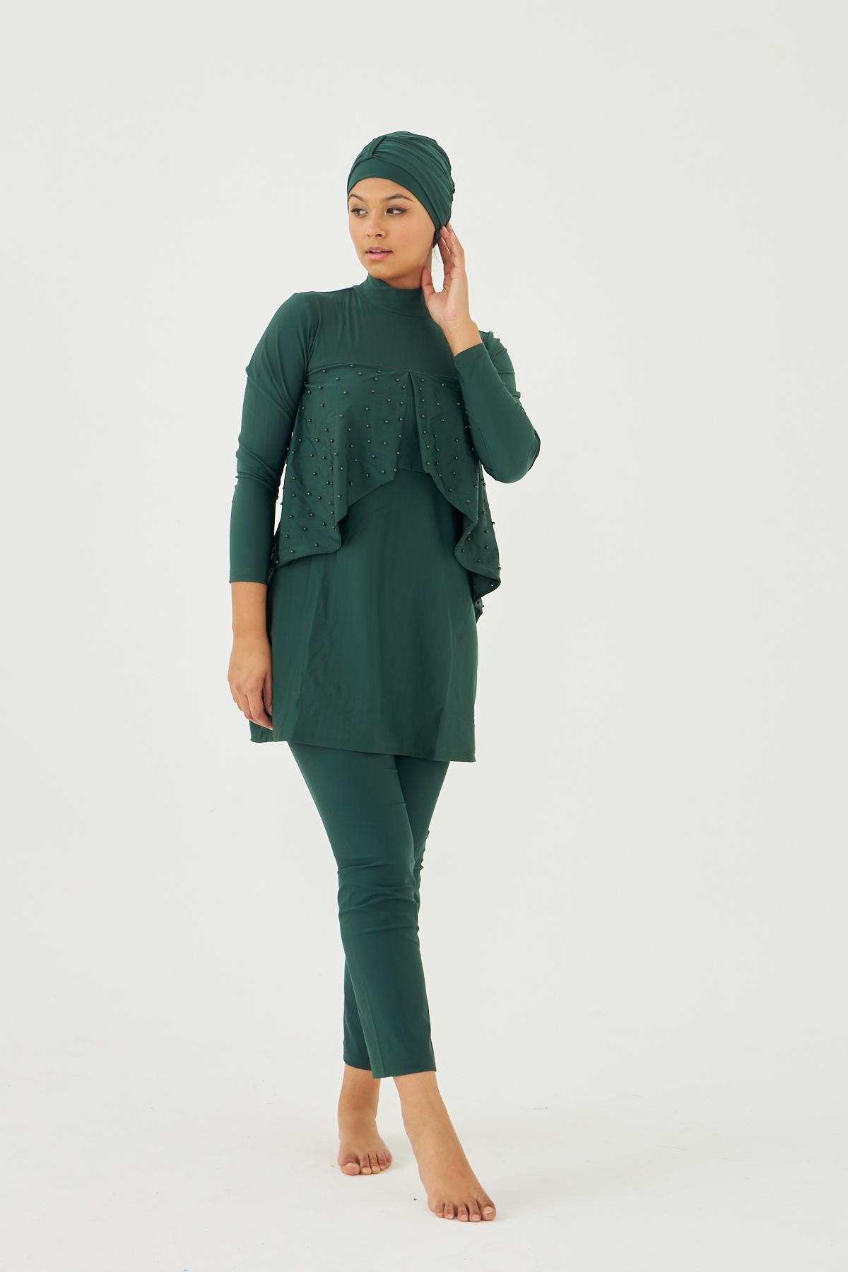 starinci tam kapali uzun kol likra tam kapali mayoinci işlemeli - Justyol