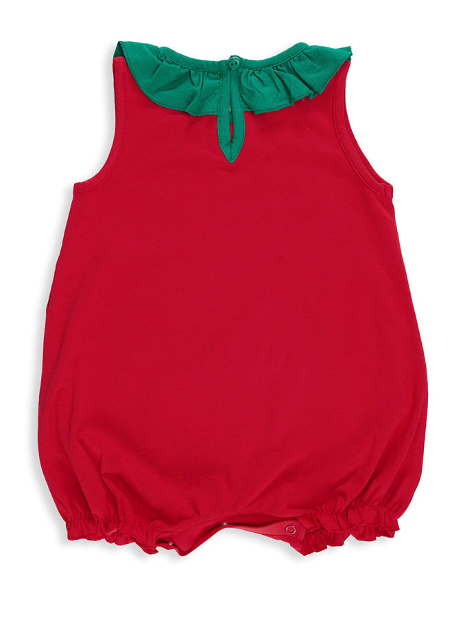 Combinaison Bébé Fille Imprimé Fraise en Coton – Rouge et Vert