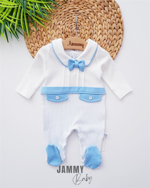 seasonal jumpsuit with striped bow tie